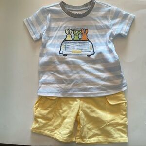BABY Essentials Boys 2 pc Set Easter Bunny T-Shirt & Shorts Size 24 months NWOT